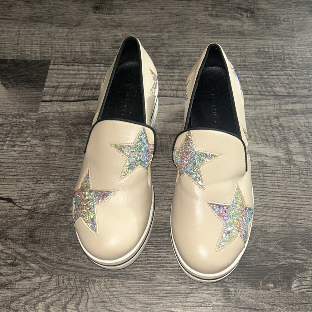 Cream rainbow stars STELLA MCCARTNEY platform shoes slip on shoes - Picture 2 of 7